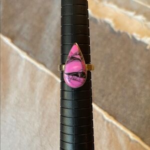 Cherry blossom dahlia tear drop ring size 7 set in 925 sterling silver